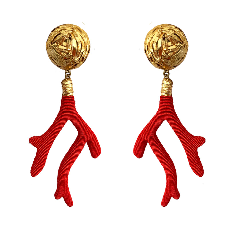 Coral Branch- Red/Gold Hammered Boullion