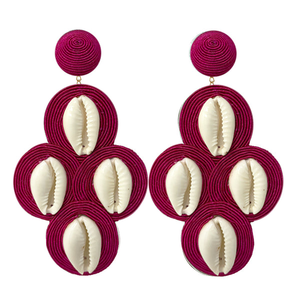 Cluster Cowrie Shell Disk- Fuschia